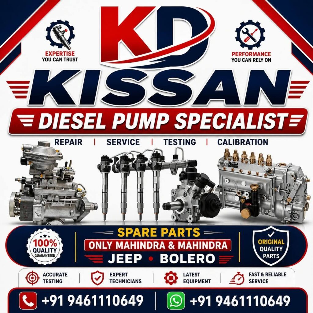 KISSAN Diesel Pump Specialist poster with injection pumps and injectors